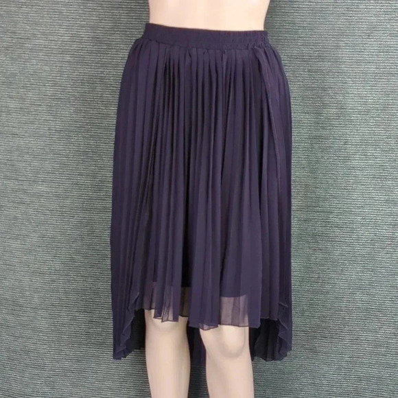 Pleione Dresses & Skirts - Pleione Pleated "Curtains" Hi Low Skirt, Sheer Pleated Skirt With Lining
